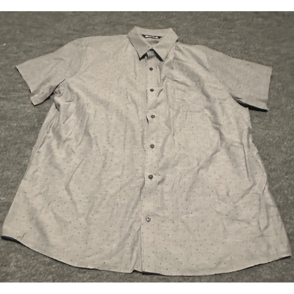 Travis Mathew Men's XXL Men's Grey S/S Button Up Shirt Geometric Lightweight